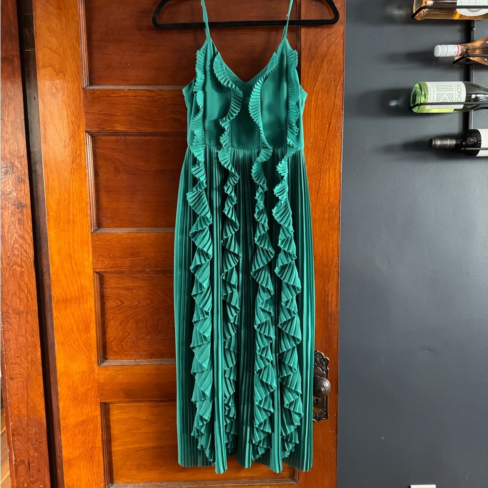 H&M Green Ruffled Midi Dress